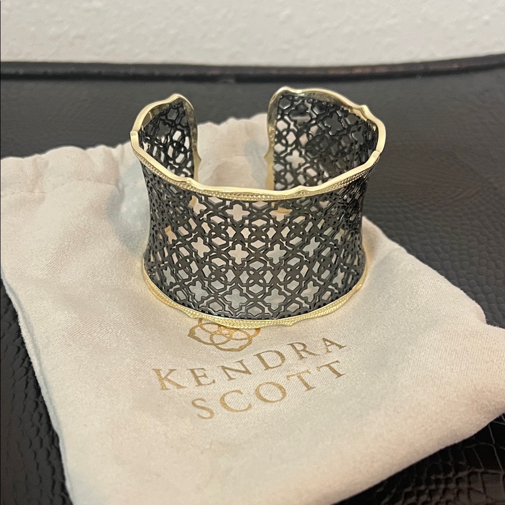 Kendra Scott Gold and Black Filigree Candice Cuff Bracelet